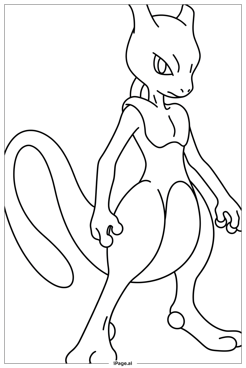 Página para colorear de Mewtwo en calma entre batallas