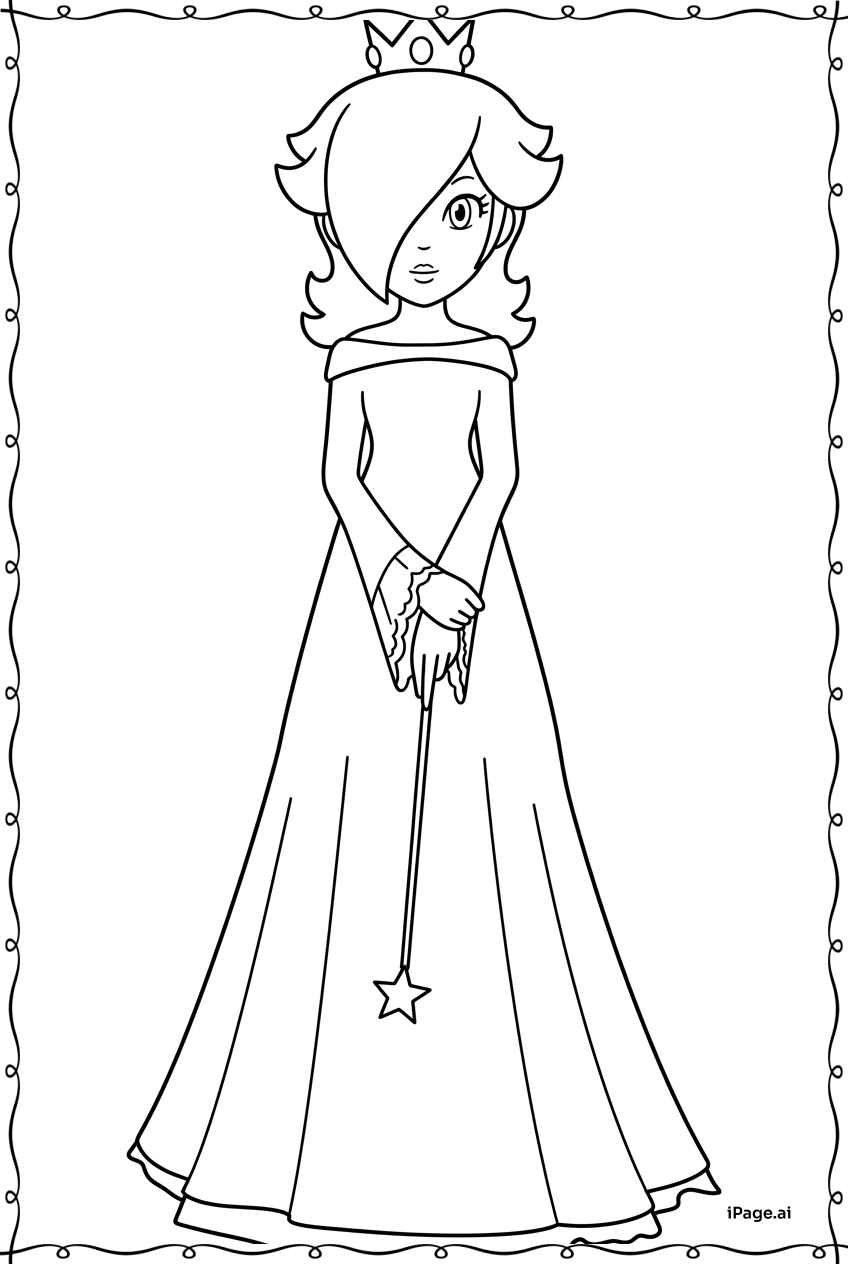  Rosalina Waiting Patiently With Star Wand Coloring Page 