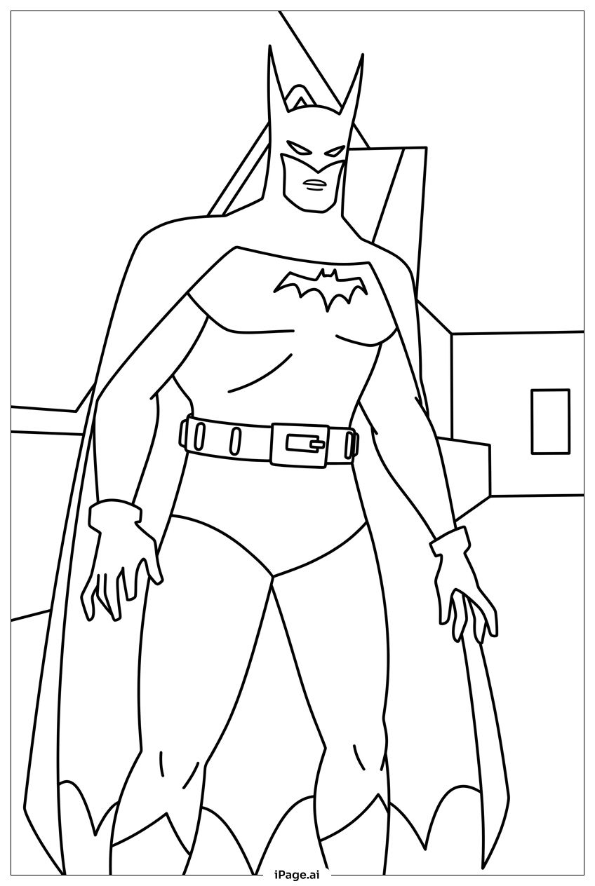 Batman Patrols Rooftop In Calm Night Coloring Page