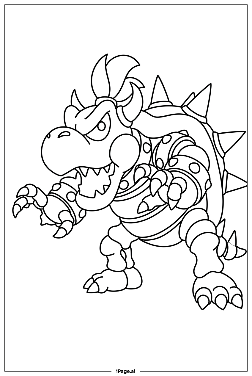 Bowser Jr catches baseball happily while seated Coloring Page