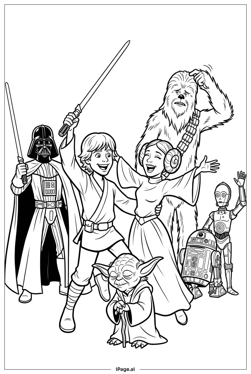  Star Wars joyful reunion after daring escape Coloring Page 