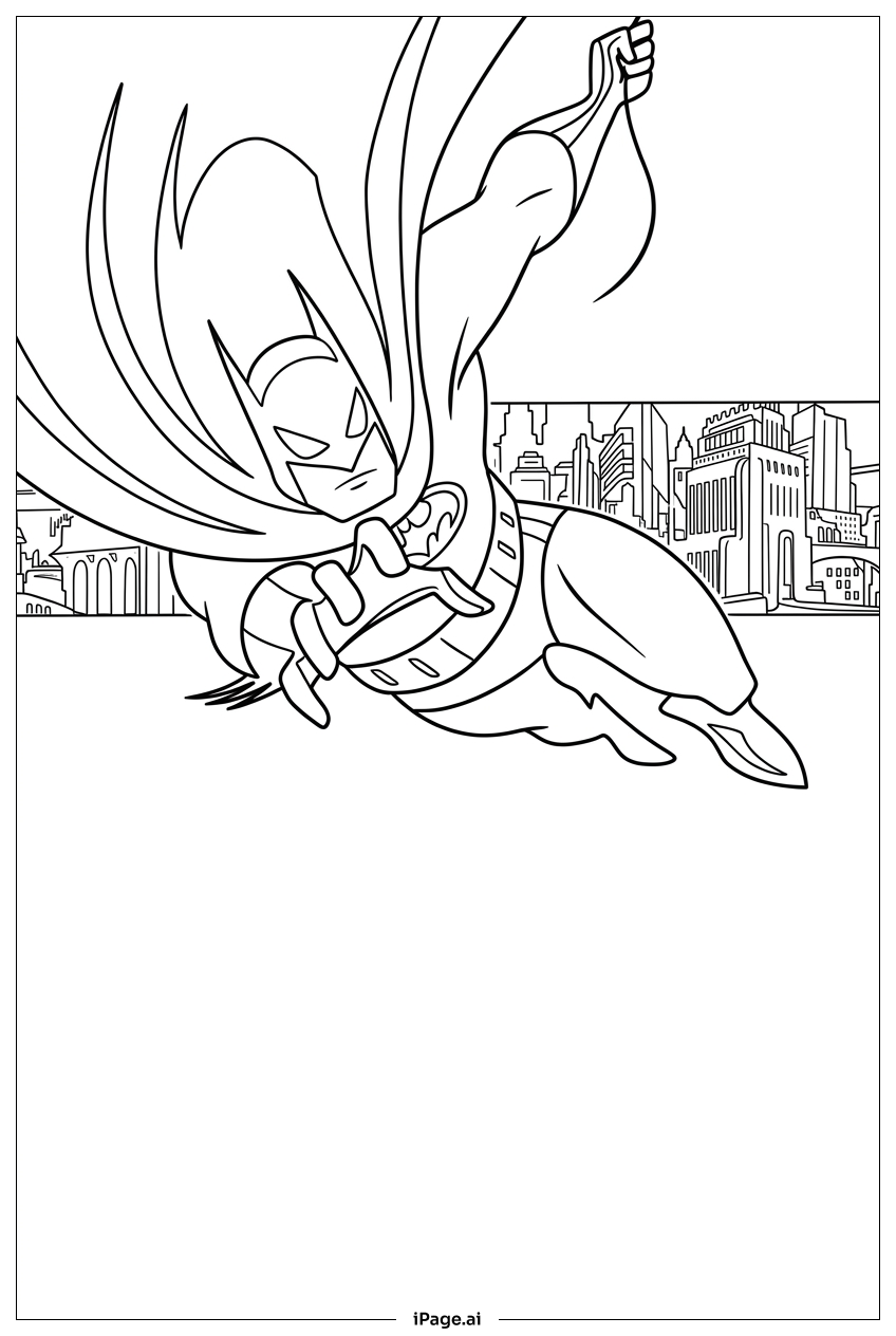Batman Swings Forward With Determined Eyes Coloring Page