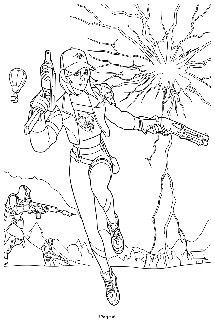  Fortnite runner charges toward rift storm Coloring Page 