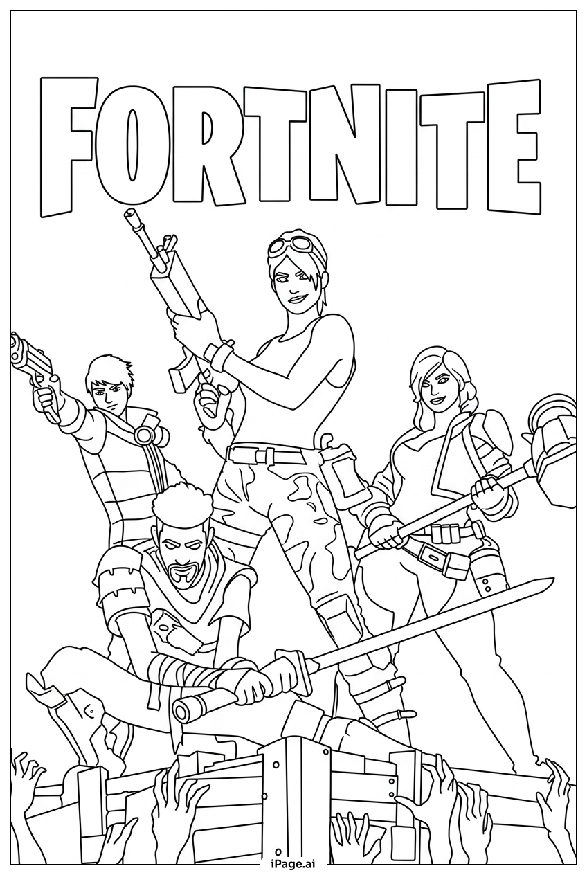  Fortnite squad defends supply drop crate Coloring Page 