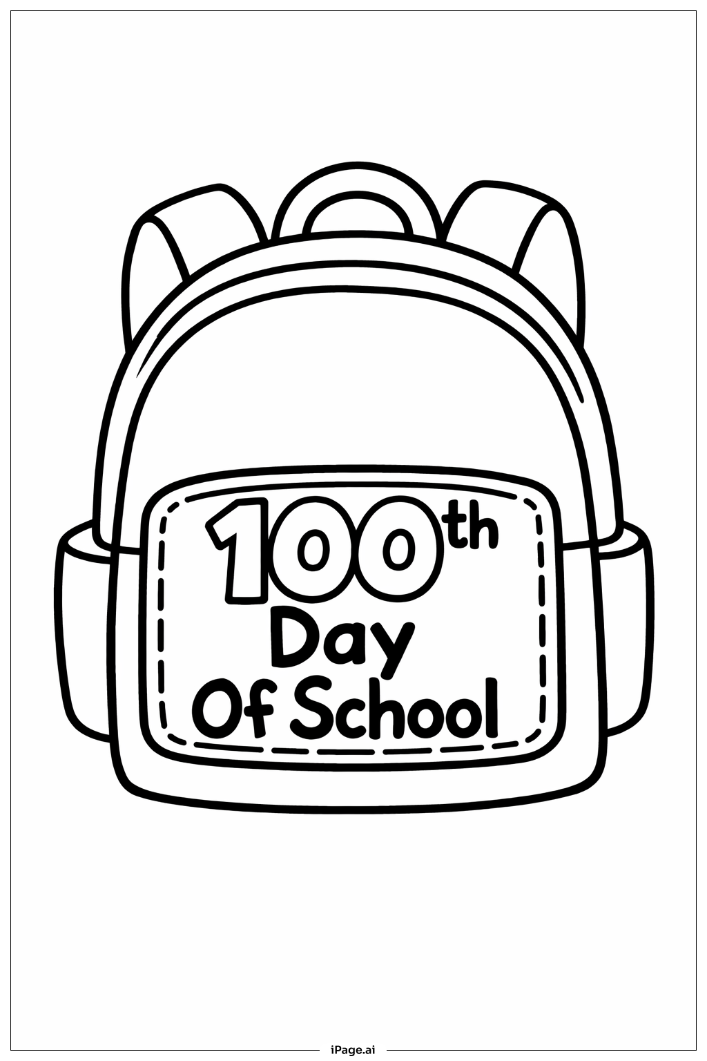  100th Day Of School Backpack Coloring Page 