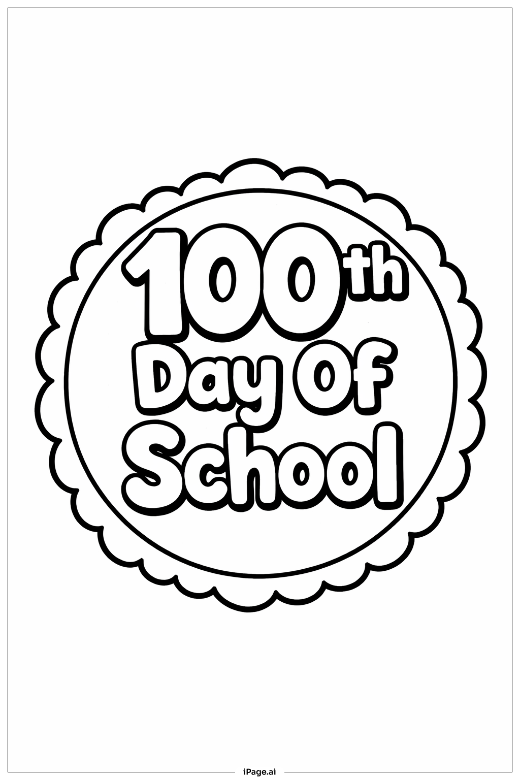  100th Day Of School Badge Coloring Page 