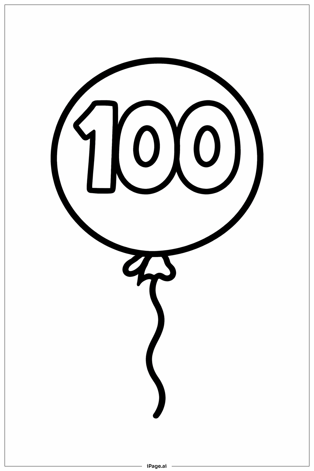  100th Day Of School Balloon Coloring Page 