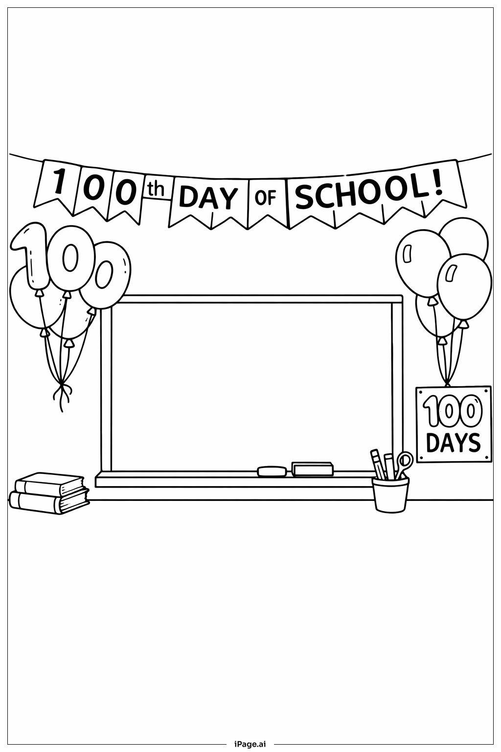  100th Day Of School Classroom Banner Coloring Page 