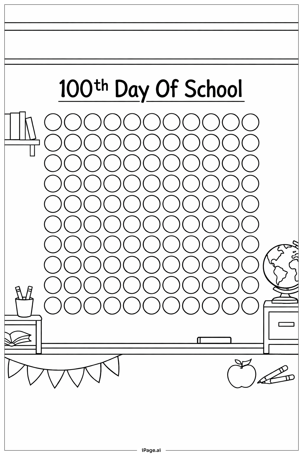  100th Day Of School Counting Chart Coloring Page 