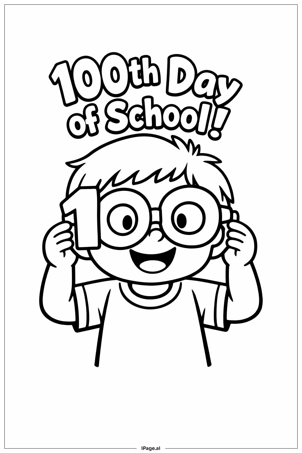  100th Day Of School Glasses Coloring Page 