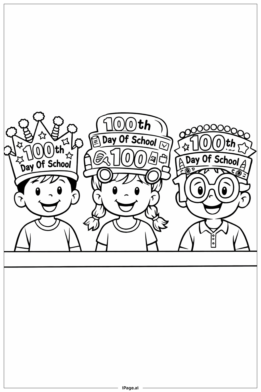  100th Day Of School Hat Parade Coloring Page 