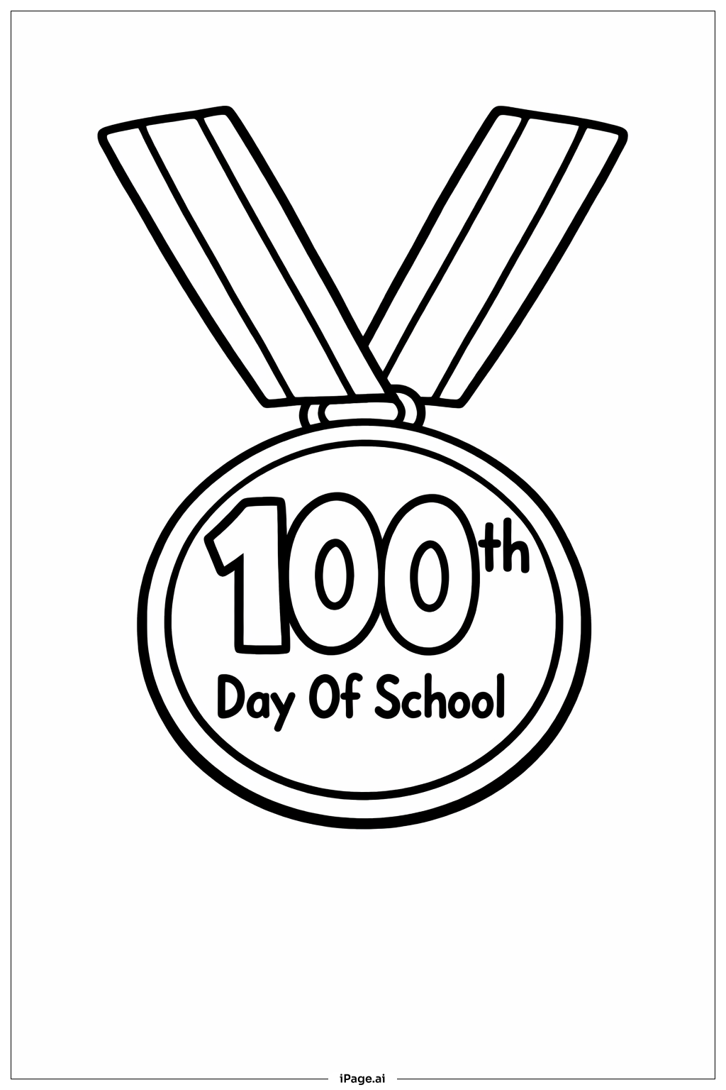  100th Day Of School Medal Coloring Page 