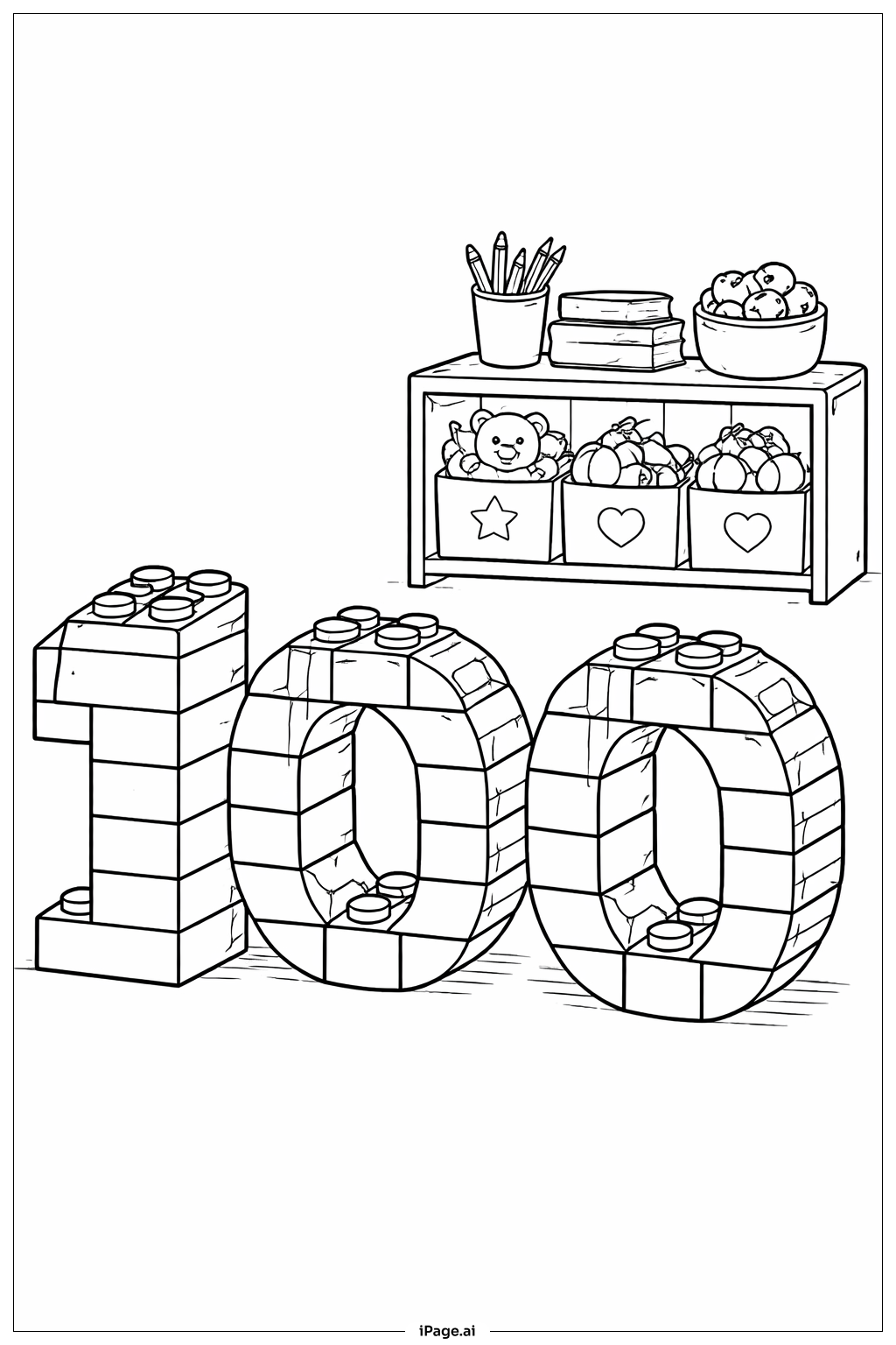  100th Day Of School Number Blocks Coloring Page 