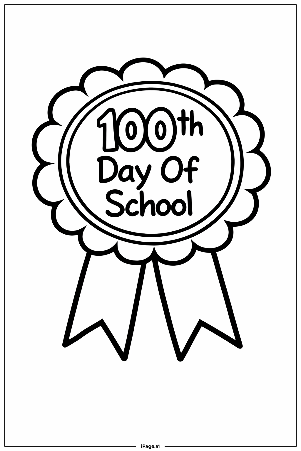  100th Day Of School Ribbon Coloring Page 