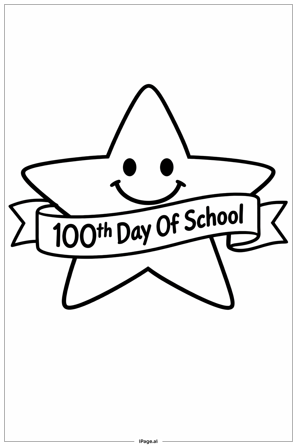  100th Day Of School Star Coloring Page 