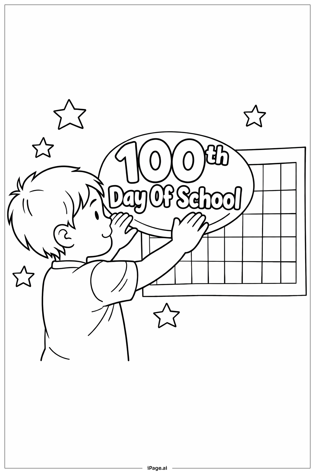 100th Day Of School Sticker Collect Coloring Page 