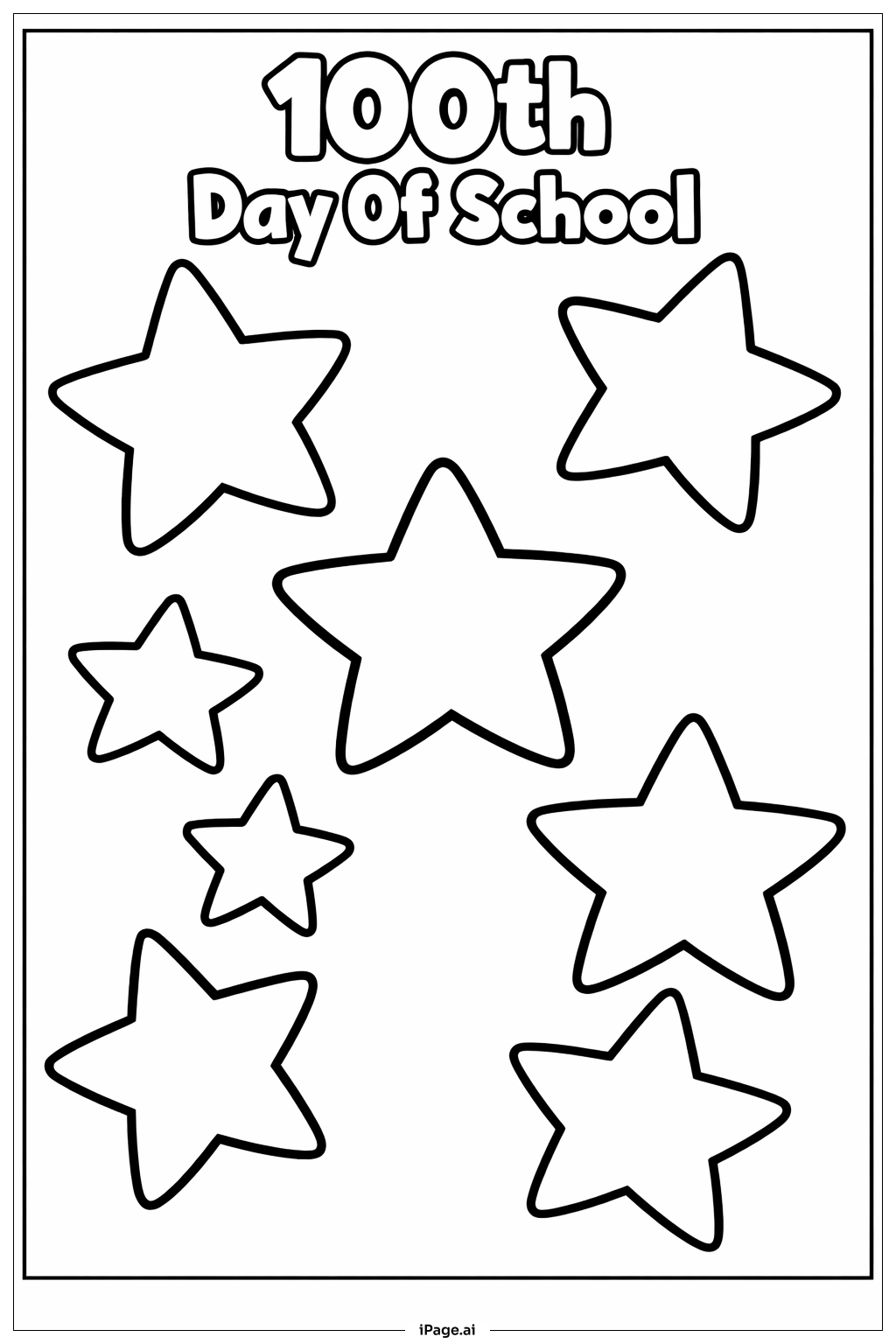  100th Day Of School Sticker Sheet Coloring Page 