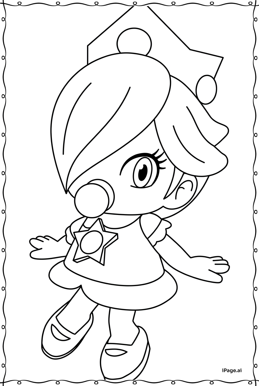  Baby Rosalina Floating With Tiny Crown Coloring Page 