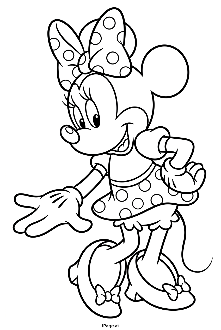 Minnie Maus streckt freundlich die Hand aus Ausmalseite