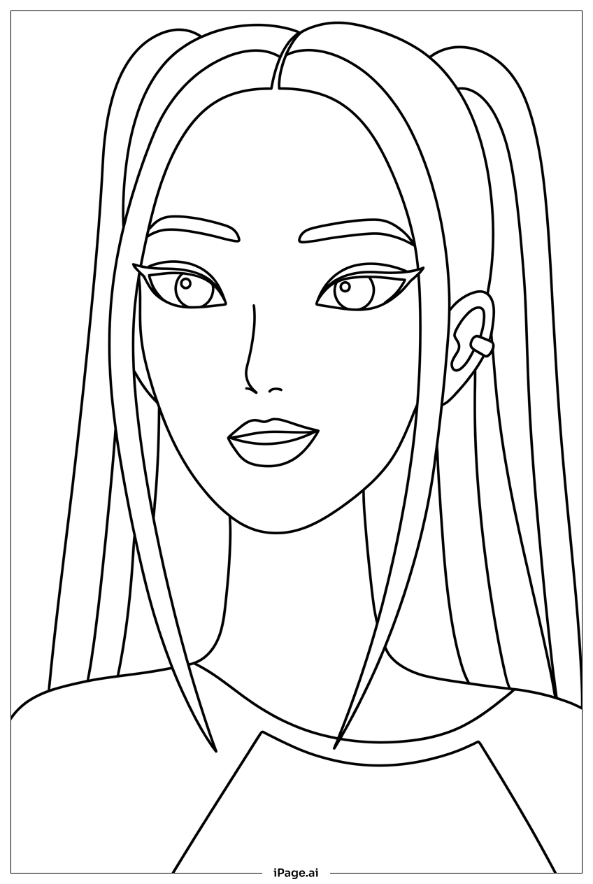 Kpop Demon Hunters dancer with twin ponytails Coloring Page 