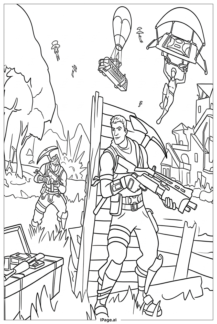  Fortnite ambush during early landing skirmish Coloring Page 