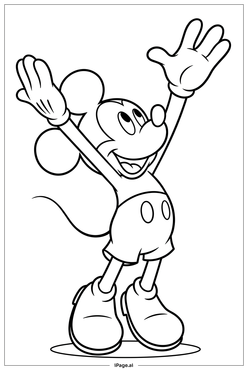 Micky Maus greift in den Himmel Ausmalseite