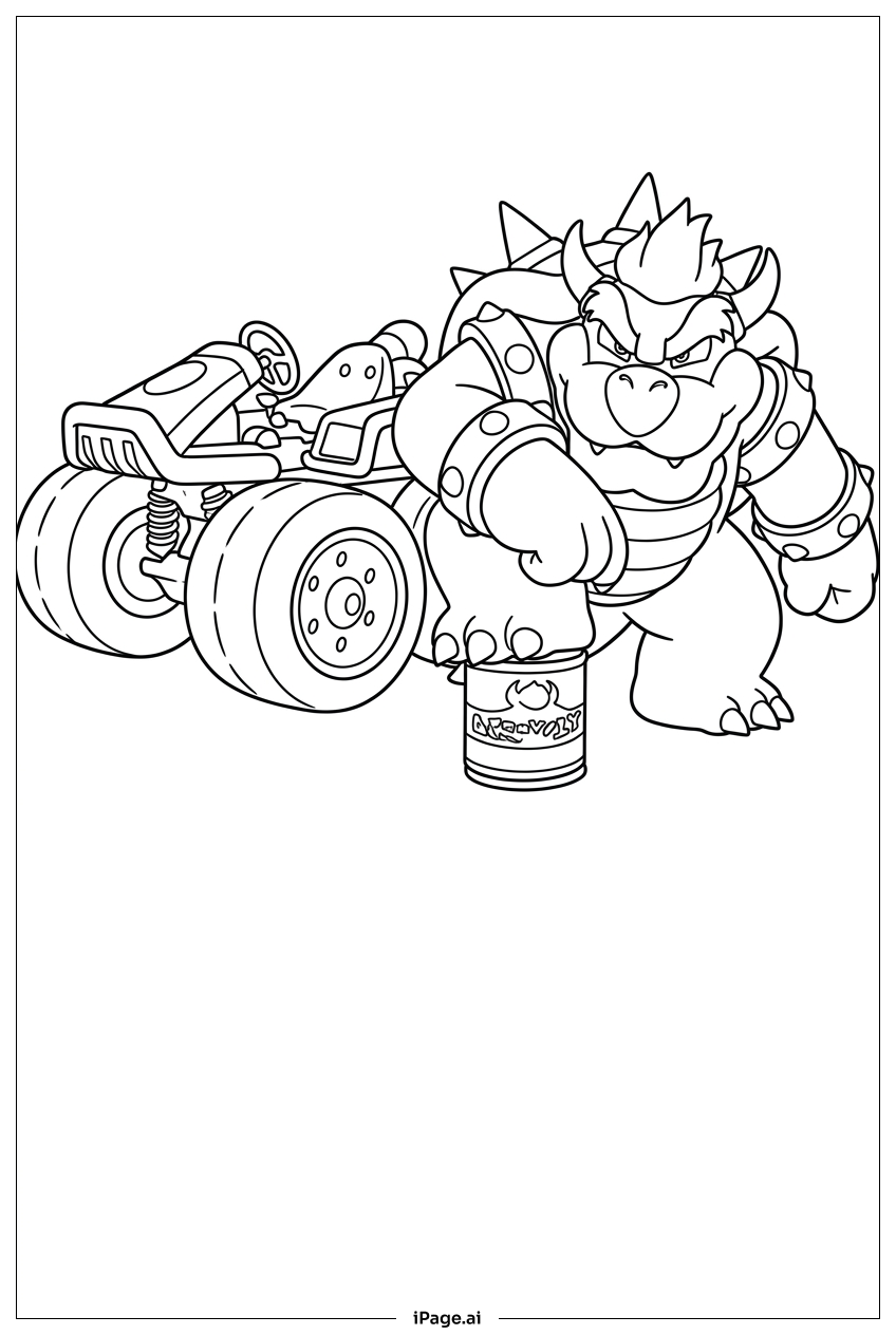 Roaring Bowser breathes fire at castle walls Coloring Page