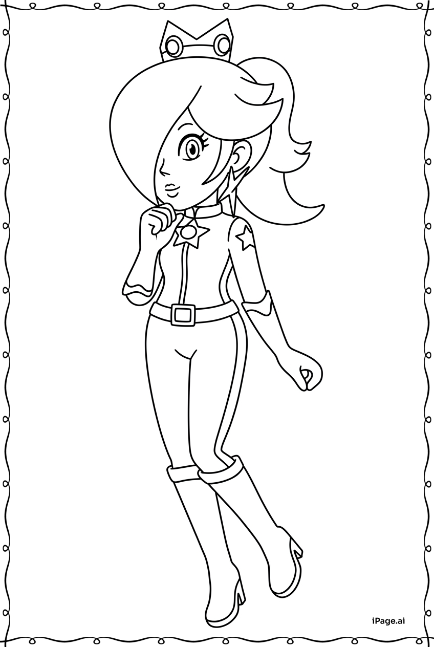  Rosalina Wearing Sleek Racing Outfit Confidently Coloring Page 
