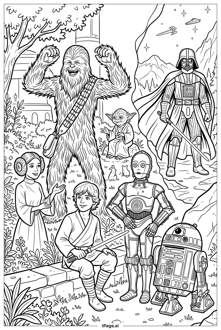  Star Wars peaceful garden between fierce battles Coloring Page 