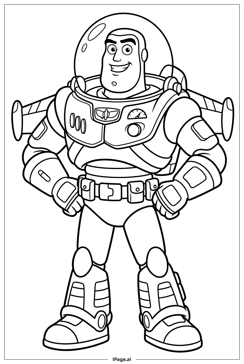 Buzz Lightyear posiert wie ein Held Ausmalseite
