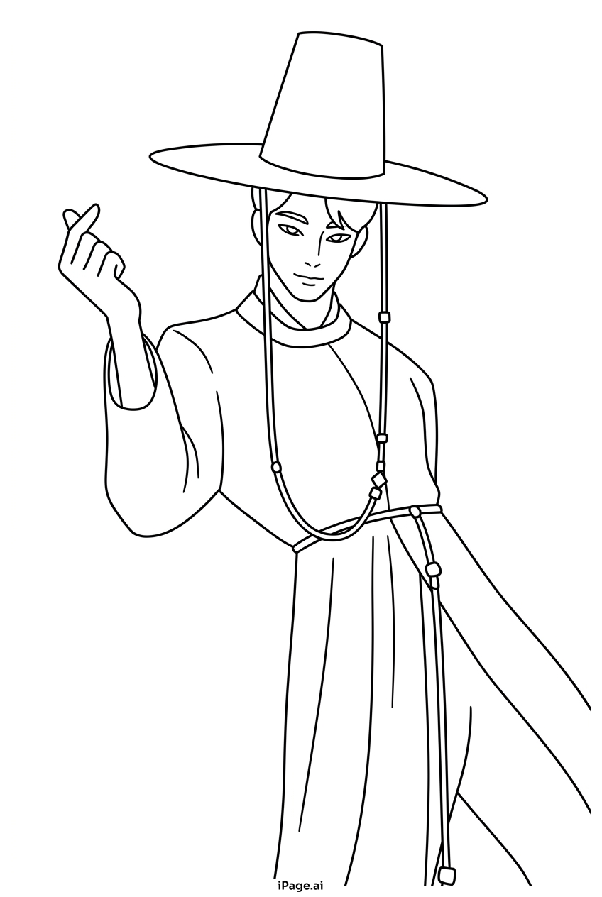  Kpop Demon Hunters guardian offers finger heart Coloring Page 