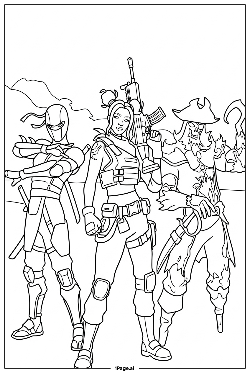  Fortnite unlikely alliance poses before battle Coloring Page 