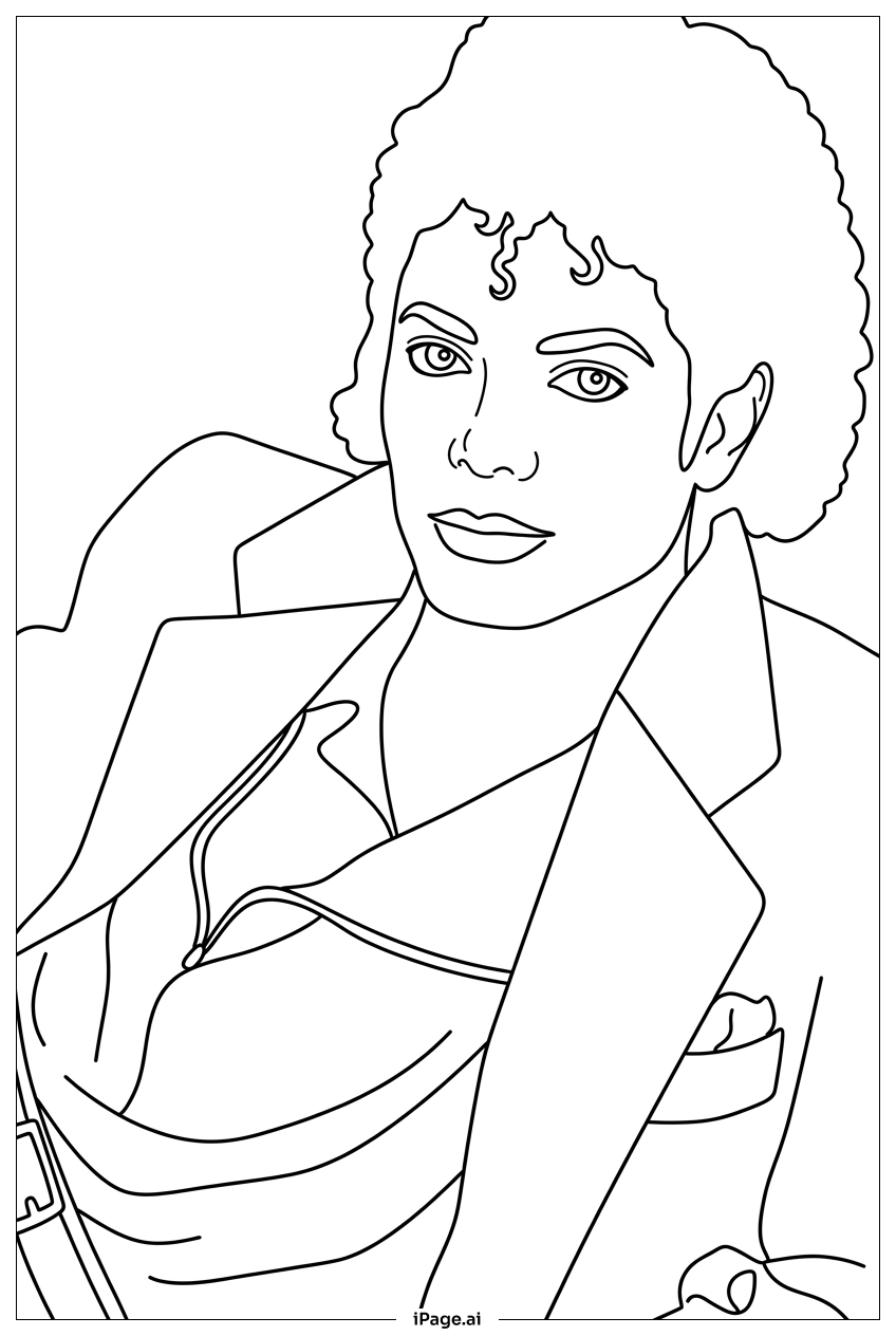  Michael Jackson in entspannter klassischer Fotoshooting-Pose Ausmalseite 