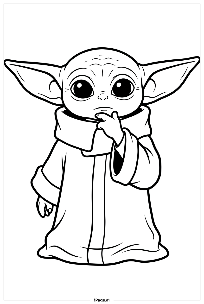 Baby Yoda 深思原力課題著色頁