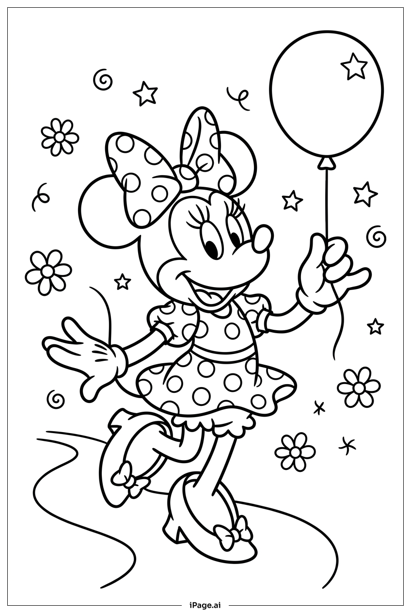 Minnie Maus laufend mit Luftballon auf der Party