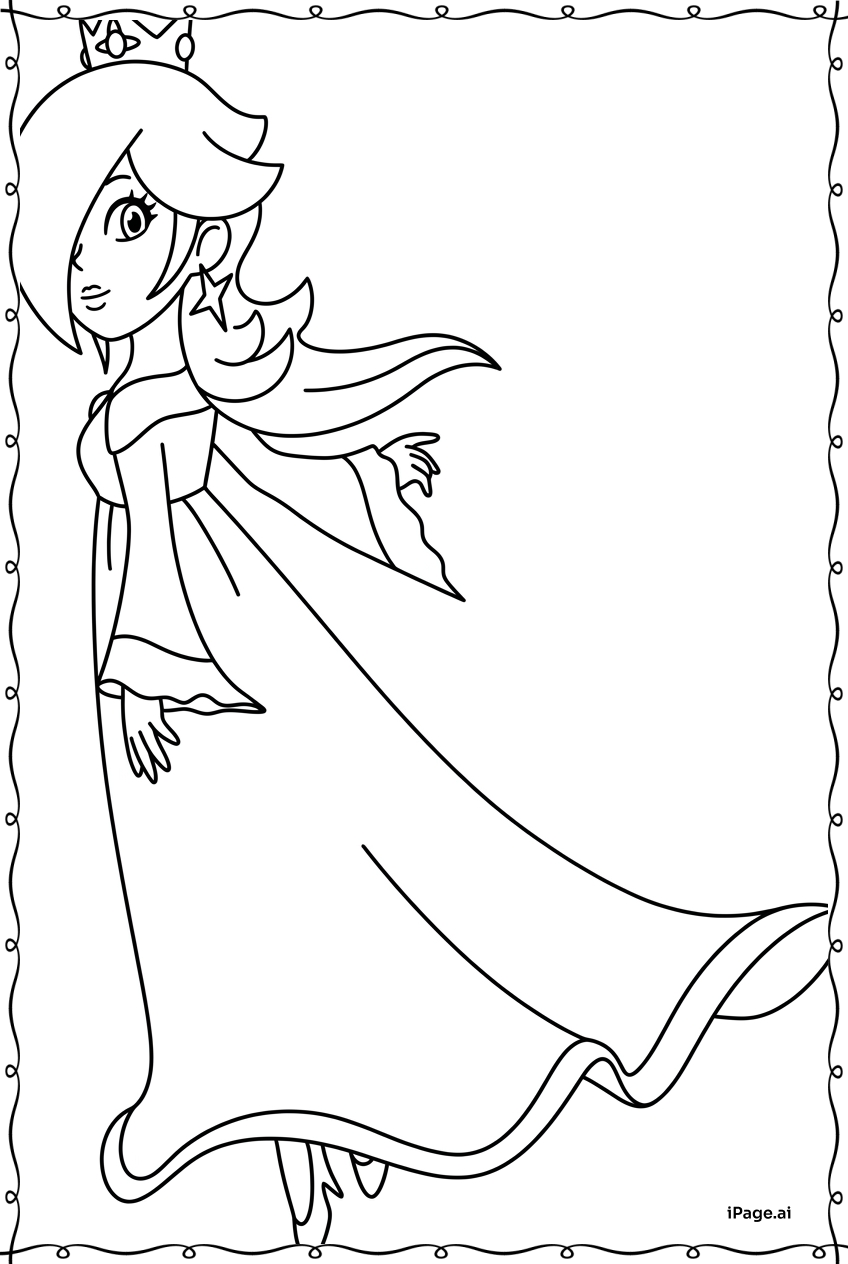  Rosalina Gliding Gracefully With Flowing Cape Coloring Page 