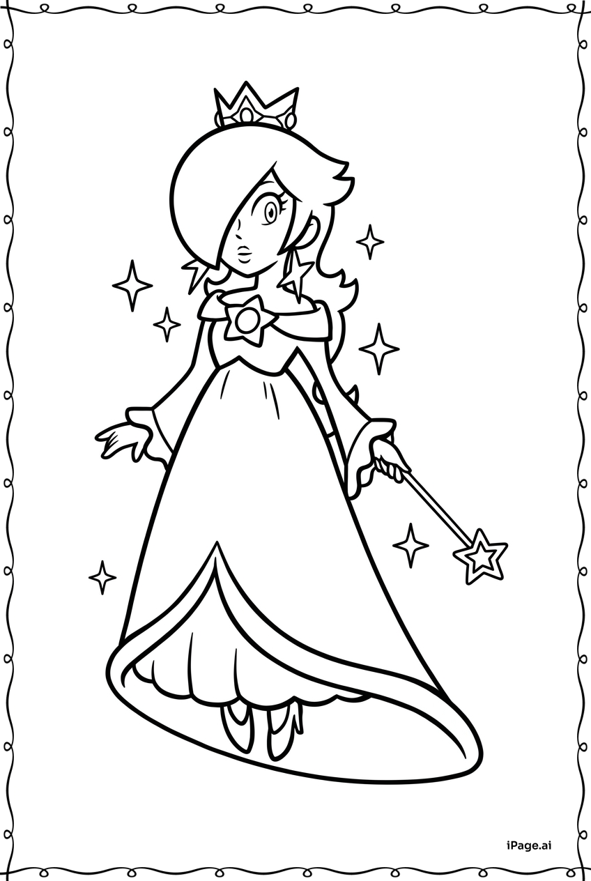  Rosalina Floating Calmly Surrounded By Sparkles Coloring Page 