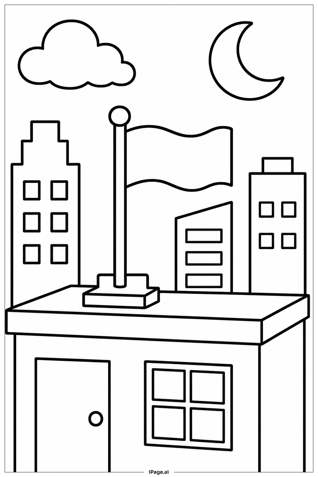 7月4日の街の屋根の塗り絵ページ