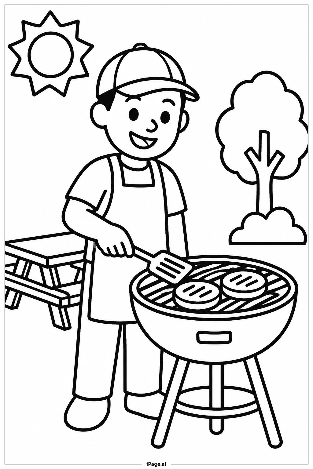  4th Of July Family Barbecue Coloring Page 