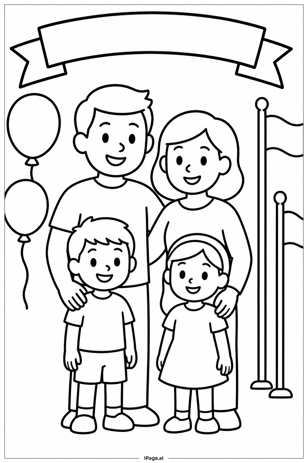  4th Of July Family Parade Coloring Page 