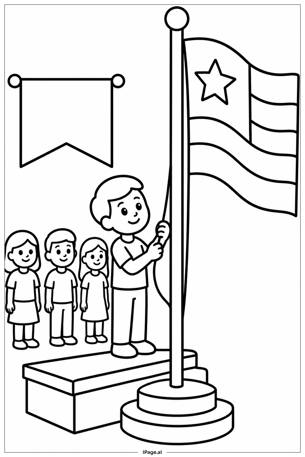  4th Of July Flag Ceremony Coloring Page 
