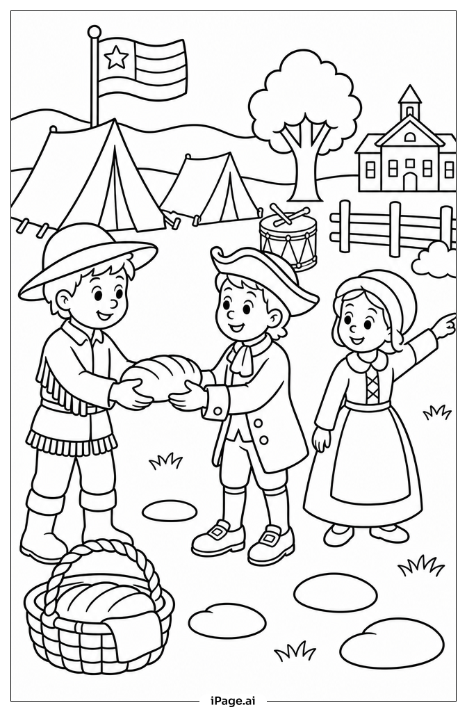  4th Of July Historic Reenactment Scene Ausmalseite 