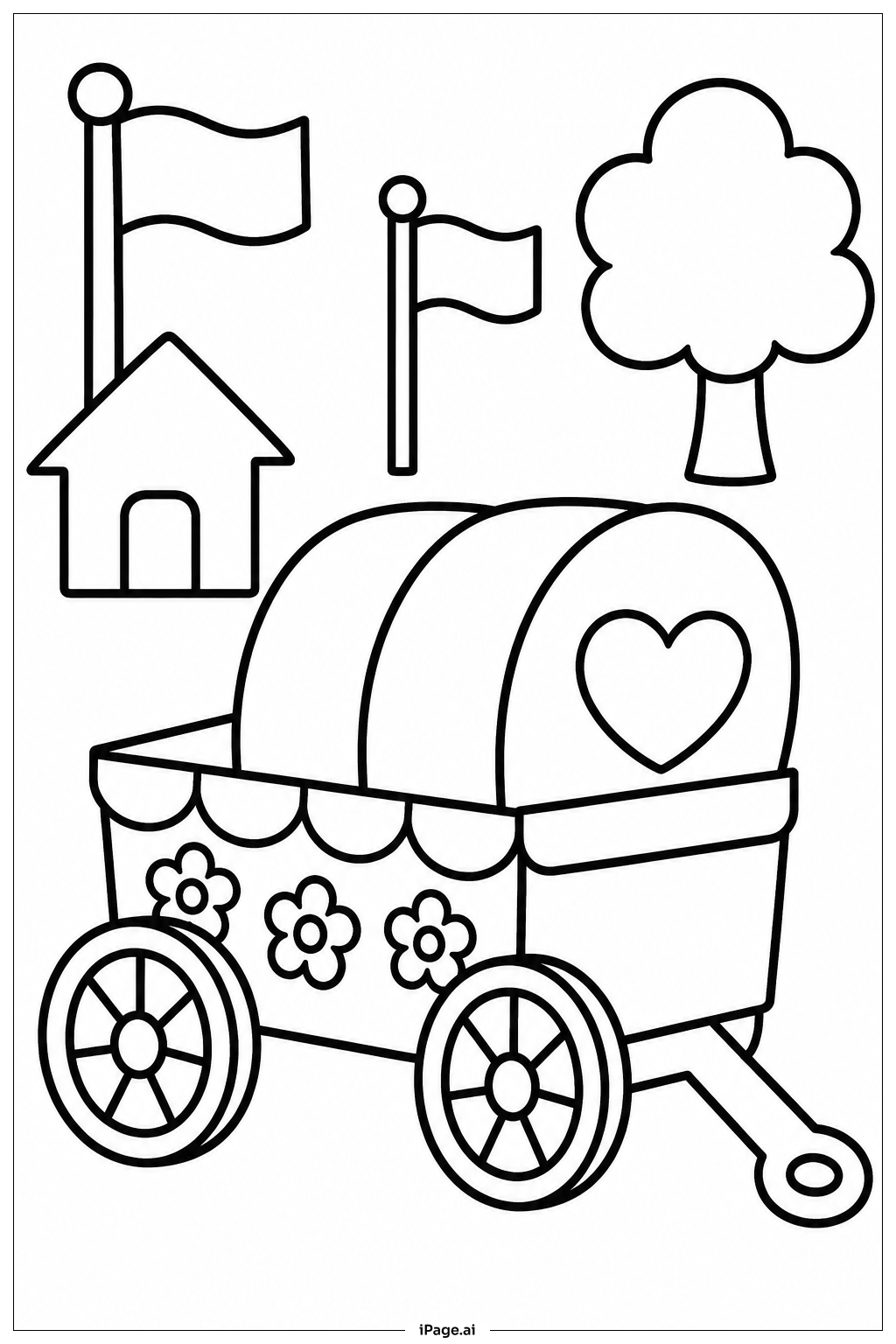  4th Of July Patriotic Wagon Coloring Page 