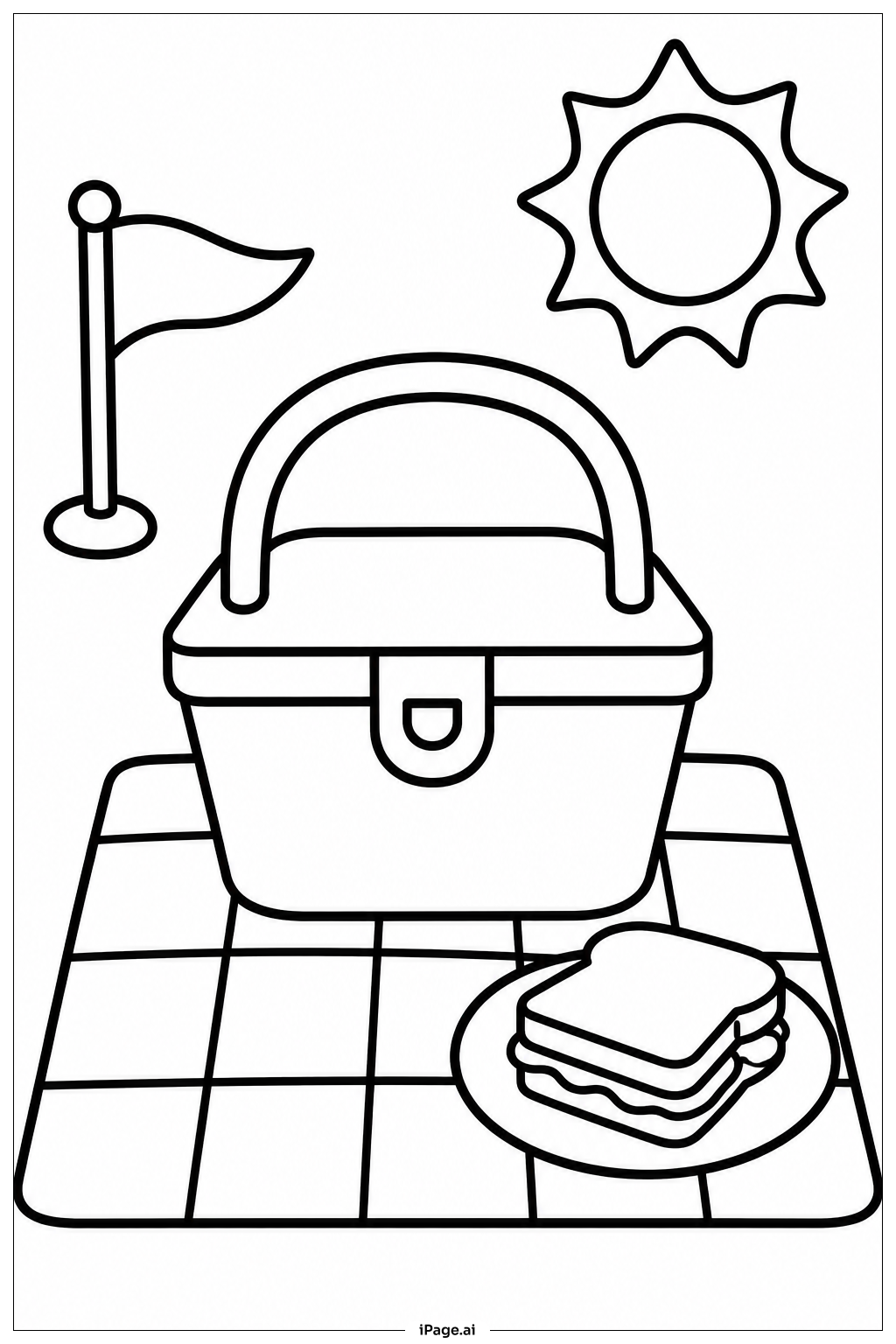  4th Of July Picnic Blanket Coloring Page 
