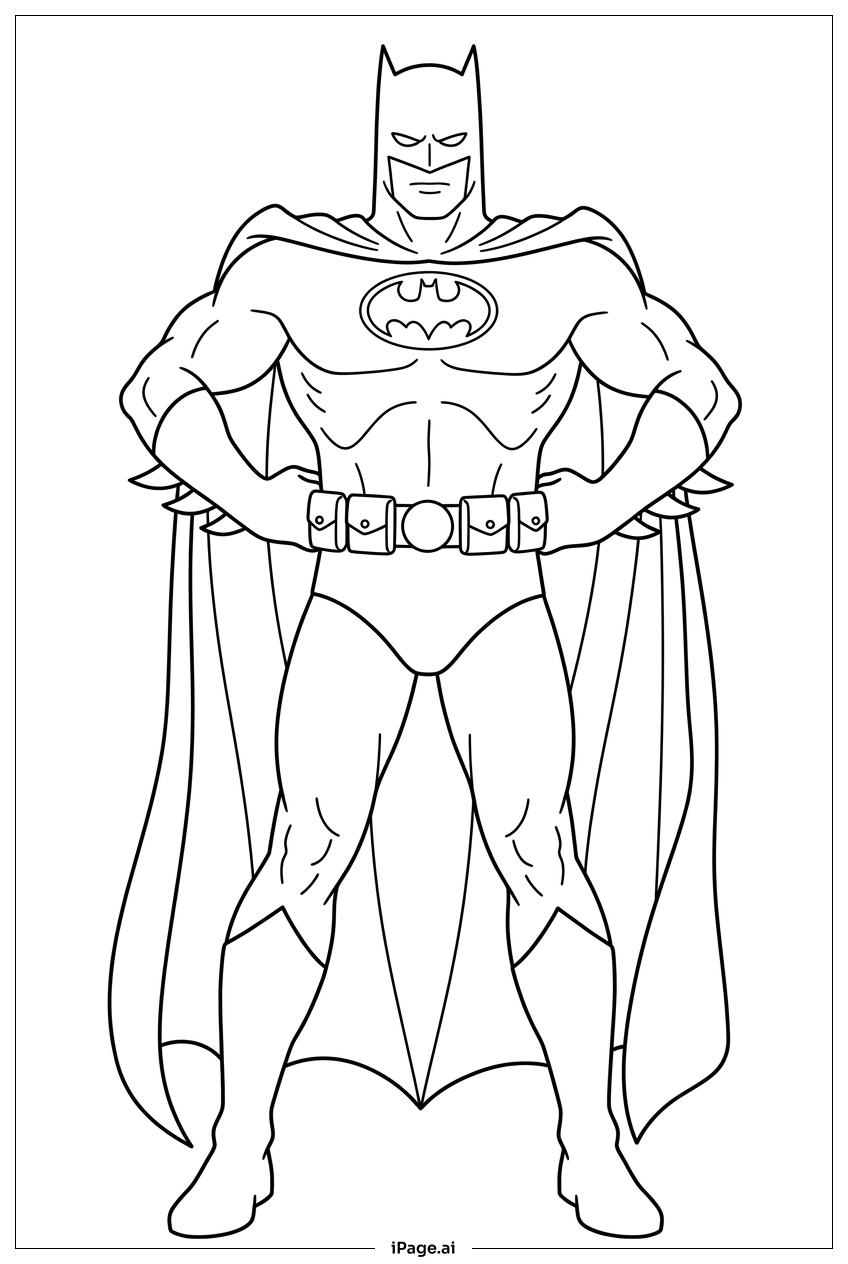 Batman Hands On Hips Confident Stance Coloring Page