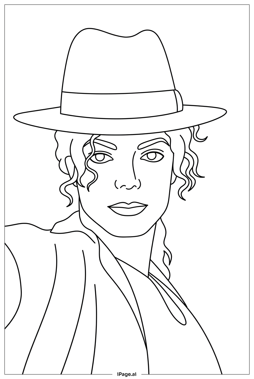  Michael Jackson mit Fedora in cooler Pose Ausmalseite 