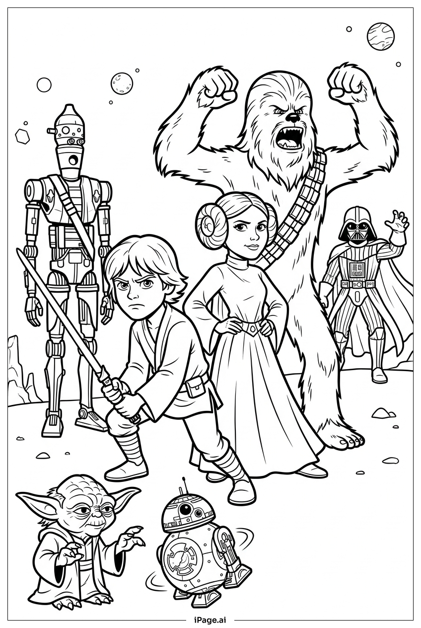  Star Wars heroes ready for looming battle Coloring Page 