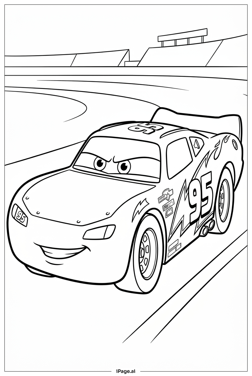 Lightning Mcqueen focuses on a solo lap