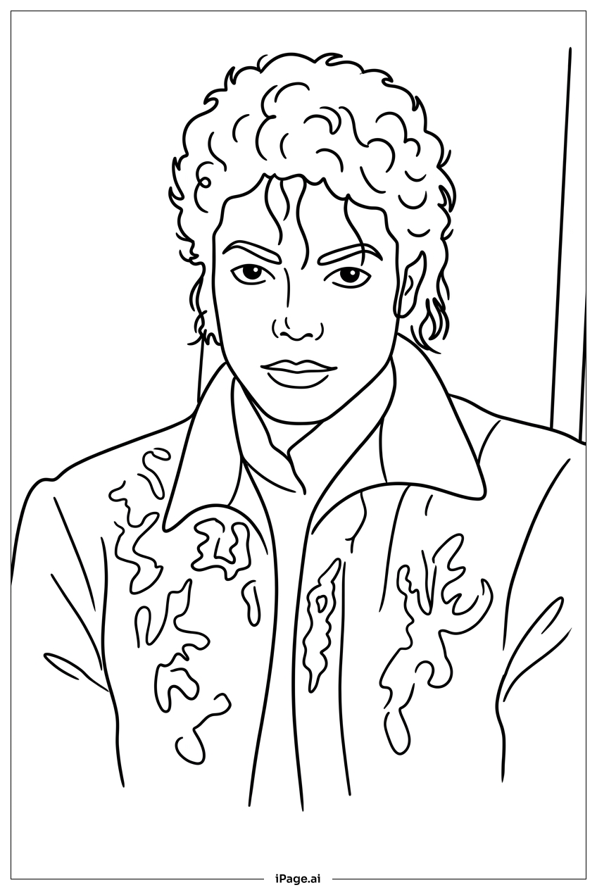  Michael Jackson im bestickten Jackenporträt Ausmalseite 
