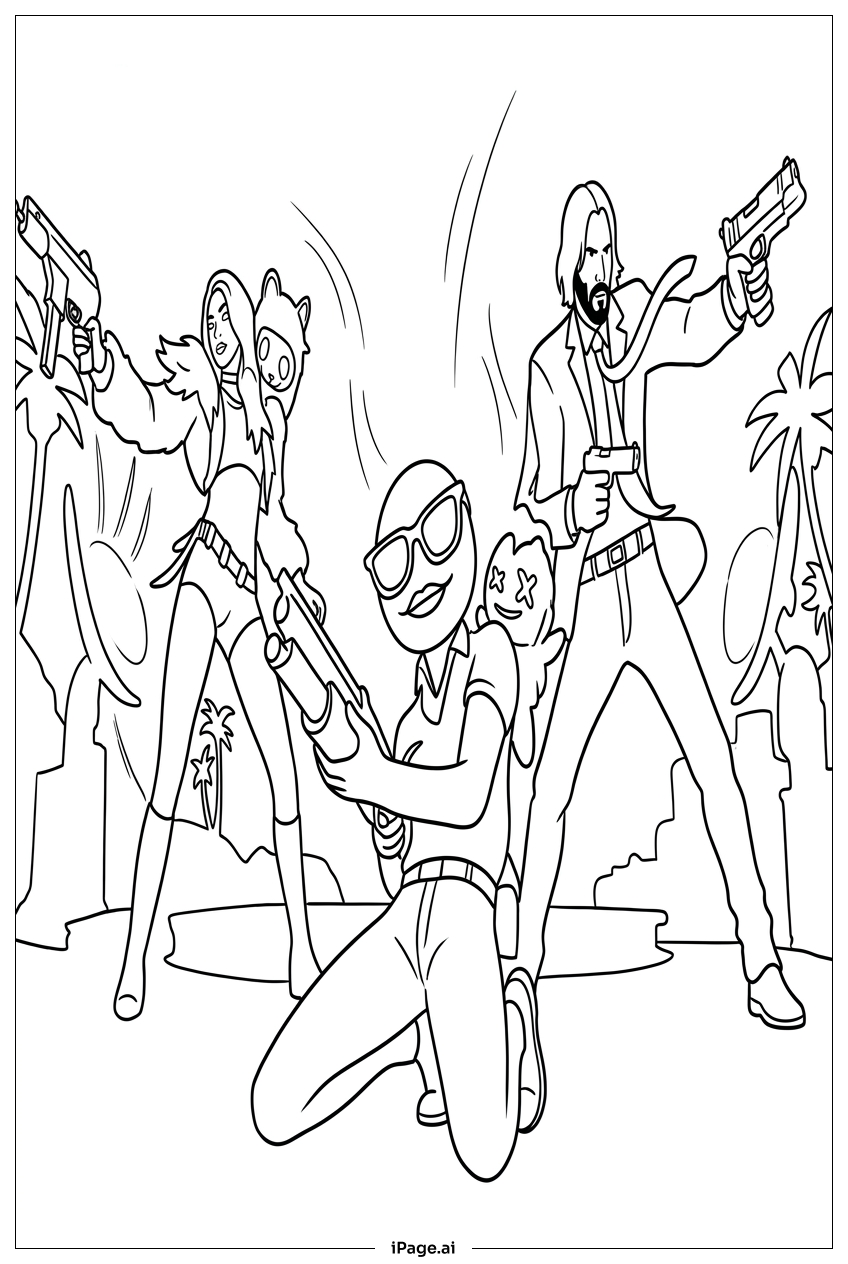  Fortnite agents ready for tropical showdown Coloring Page 